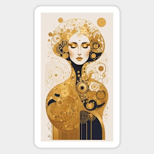 Gustav Klimt's Golden Elegance: Inspired Woman in Opulent Grace Magnet